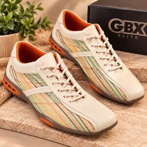 GBX Elite Verge OX Ice Men's Size 9 Cream Leather Sneakers Orange Casual Shoes